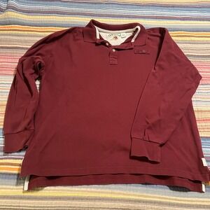 ORVIS Mens Long Sleeve Burgundy Polo Shirt‎ Embroidered Bird Logo Size XL Cotton